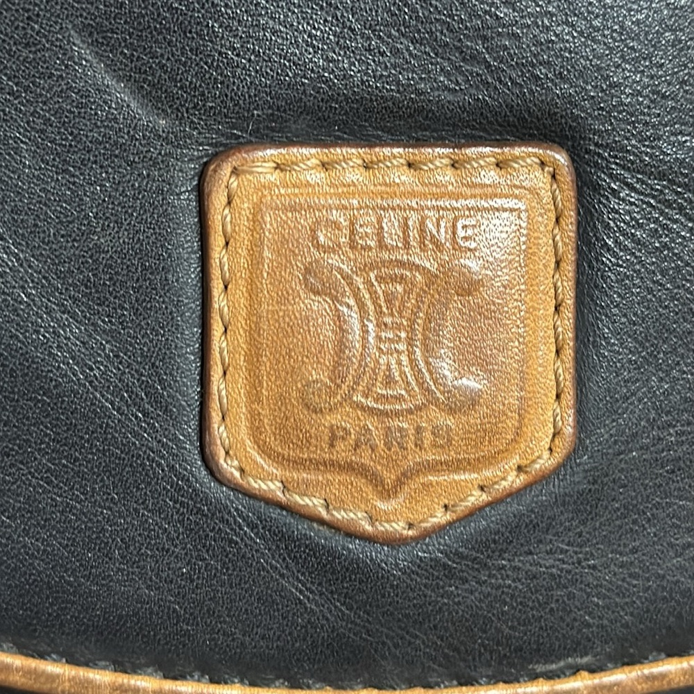 Celine Triomphe Vintage Black Leather Shoulder Bag w/Golden Trim. Comes with COA - Picture 5 of 17